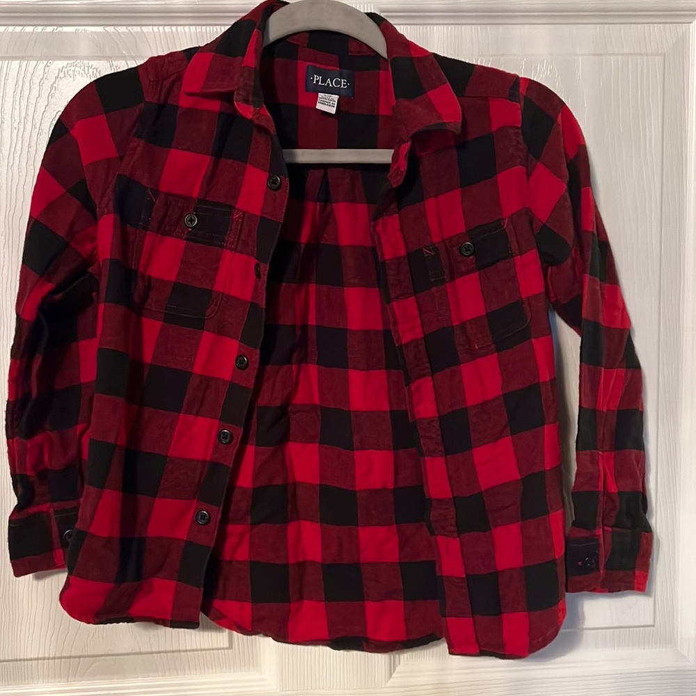 Red&black plaid kid shirt
